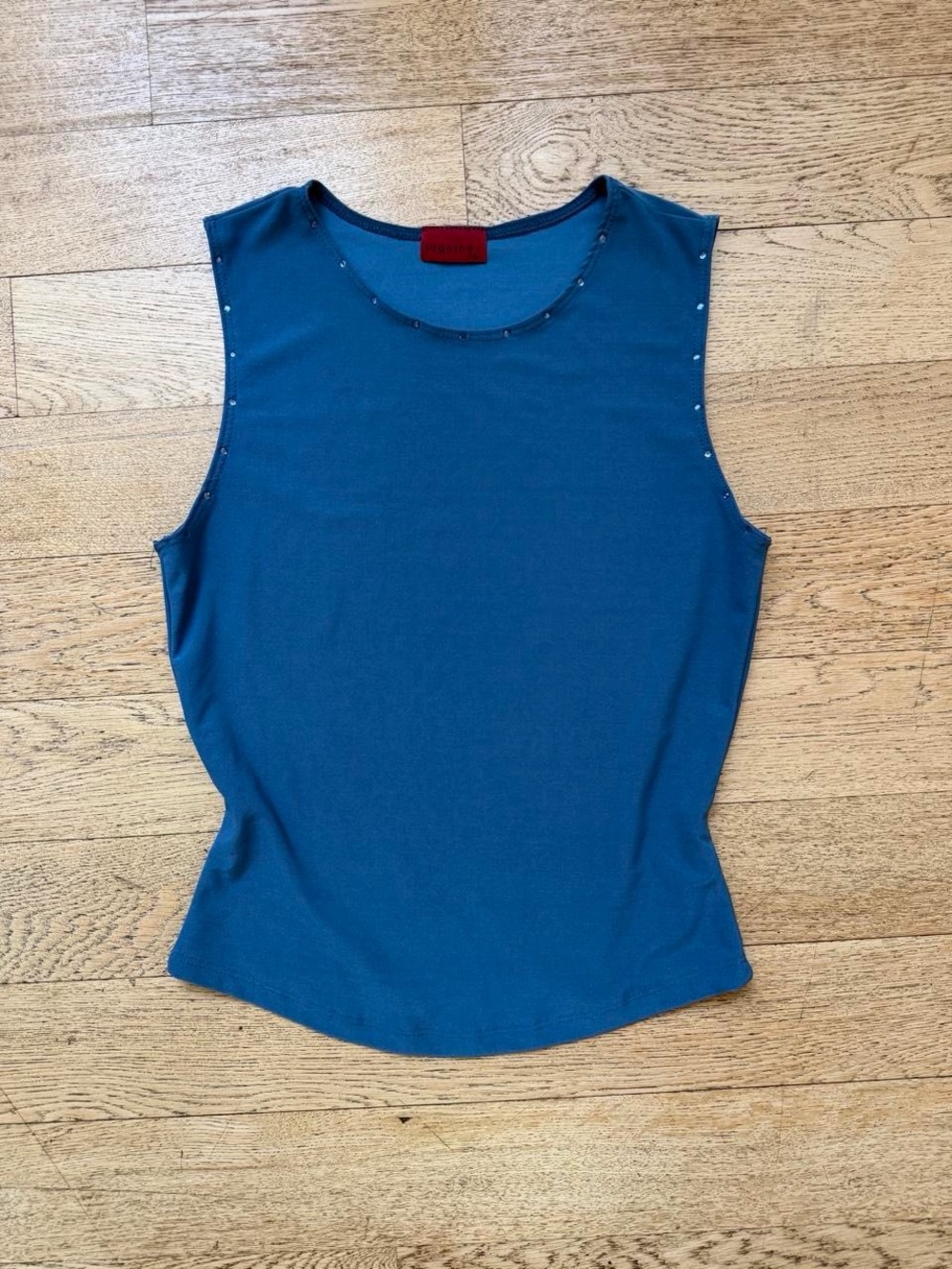 Together Teal Blue Studded Sleeveless Tank